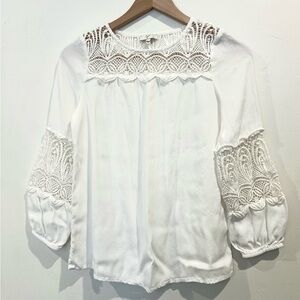 JOIE Elegant White Lace Women's Top XS
